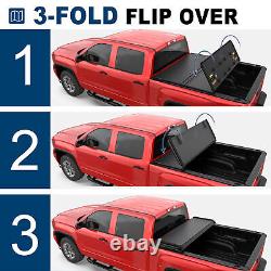 3 Fold 5.8FT Hard Solid Tonneau Cover For 14-18 GMC Sierra Chevy Silverado Truck