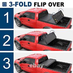 3 Fold 6.5FT Hard Bed Tonneau Cover For 2015-2023 Ford F-150 F150 Truck On Top