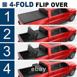 4 Fold 5.7FT/5.8FT Hard Bed Tonneau Cover For 2009-2023 Ram 1500 Truck On Top