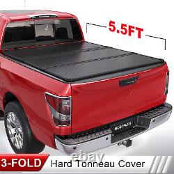 5.5/5.6 FT 3-Fold Truck Bed Hard Tonneau Cover For 2004-2015 Nissan Titan On Top