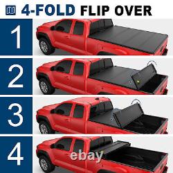 5.5FT 4 Fold Fiberglass Hard Truck Bed Tonneau Cover For 2007-2022 Toyota Tundra