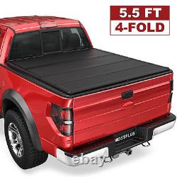 5.5FT 4 Fold Fiberglass Hard Truck Bed Tonneau Cover For 2015-2022 Ford F150