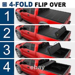 5.5FT 4 Fold Fiberglass Hard Truck Bed Tonneau Cover For 2015-2022 Ford F150