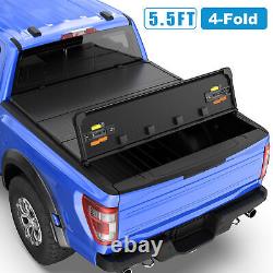 5.5FT 4-Fold Hard Tonneau Cover Solid For 2015-2022 Ford F-150 Truck Short Bed