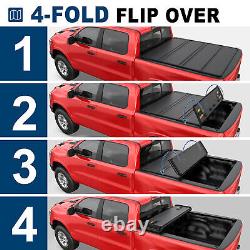 5.7/5.8FT 4-Fold Hard Truck Bed Tonneau Cover For 2009-2024 Ram 1500 Waterproof