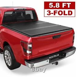 5.7/5.8FT Tri-Fold Fiberglass Hard Bed Tonneau Cover For 2004-2015 Nissan Titan