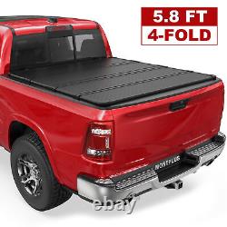 5.8FT 4 Fold Hard Truck Bed Tonneau Cover For 2009-2024 Ram 1500 Waterproof
