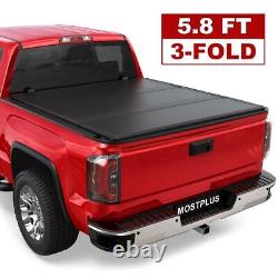 5.8FT Tri-Fold Fiberglass Hard Bed Tonneau Cover For 07-23 Silverado Sierra 1500