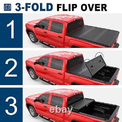5.8FT Tri-Fold Fiberglass Hard Bed Tonneau Cover For 07-23 Silverado Sierra 1500