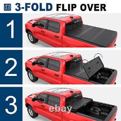 5.8FT Tri-Fold Fiberglass Hard Truck Tonneau Cover For 2009-2023 Dodge Ram 1500