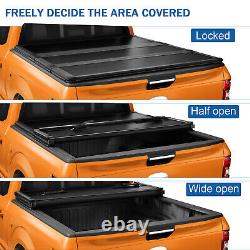 5FT Hard Tonneau Cover For 2019-2024 Ford Ranger Truck Bed Tri-Fold WithLED