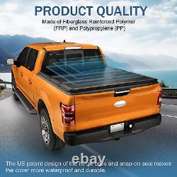 5FT Hard Tonneau Cover For 2019-2024 Ford Ranger Truck Bed Tri-Fold WithLED