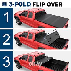 5FT Tri-Fold Fiberglass Hard Truck Bed Tonneau Cover For 2024 Toyota Tacoma