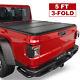 5ft Tri-fold Hard Truck Bed Tonneau Cover For 2020-2024 Jeep Gladiator On Top