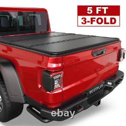 5FT Tri-Fold Hard Truck Bed Tonneau Cover For 2020-2024 Jeep Gladiator On Top