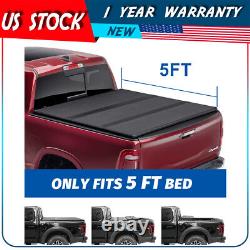 5ft Hard 3-Fold Bed Tonneau Cover Waterproof For 15-19 Colorado/Canyon WithLED