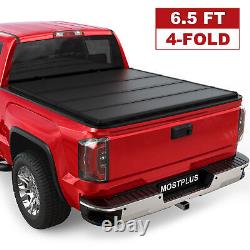 6.5FT 4 Fold Fiberglass Hard Bed Tonneau Cover For 2014-2019 Silverado Sierra