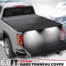 6.6FT Tri-fold Hard Cover with LED lights for 2007-2024 Silverado / Sierra 1500