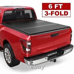 6FT 3 Fold Hard Fiberglass Truck Bed Tonneau Cover For 2005-2021 Nissan Frontier