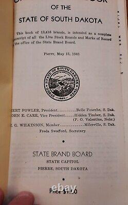 Antique 1943 Brand Book For South Dakota Printed May 15 Pierre