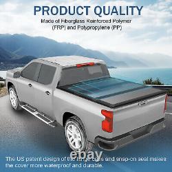 FOR 2007-2023 Chevy Silverado 1500 5.8FT Bed Solid Hard 3-Fold Tonneau Cover