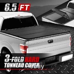 For 04-14 Ford F150 Truck 6.5Ft Short Bed FRP Hard Solid Tri-Fold Tonneau Cover