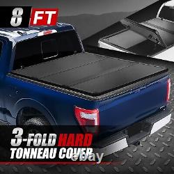 For 04-14 Ford F150 Truck 8Ft Fleetside Bed Hard Soild Tri-Fold Tonneau Cover