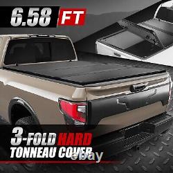 For 04-15 Nissan Titan Truck 6'7 Bed FRP Hard Solid Tri-Fold Tonneau Cover