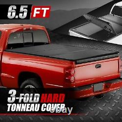 For 05-11 Dakota Raider Truck 6.5Ft Short Bed Hard Solid Tri-Fold Tonneau Cover