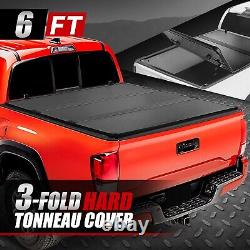 For 05-15 Toyota Tacoma 6Ft Bed Fleetside FRP Hard Solid Tri-Fold Tonneau Cover