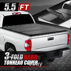 For 07-21 Toyota Tundra Truck 5.5 Ft Short Bed Hard Solid Tri-Fold Tonneau Cover