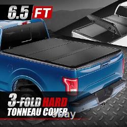 For 15-20 Ford F150 Truck 6.5Ft Short Bed FRP Hard Solid Tri-Fold Tonneau Cover