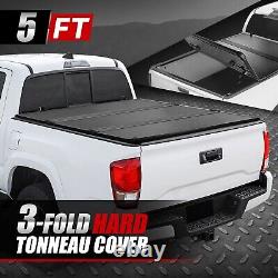 For 16-19 Toyota Tacoma Truck 5Ft Short Bed Hard Solid Tri-Fold Tonneau Cover