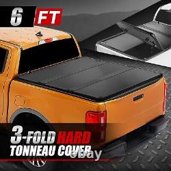 For 19-23 Ford Ranger Truck 6Ft Standard Bed Hard Solid Tri-Fold Tonneau Cover