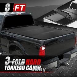 For 99-16 Ford F250-F550 Super Duty 8Ft Bed Hard Solid Tri-Fold Tonneau Cover