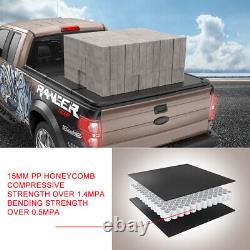 Hard 5.7/5.8 FT Tonneau Cover 3-Fold Truck Bed For 17-19 Nissan Titan with Led