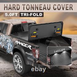 Hard 5FT Tonneau Cover 3-Fold Truck Bed For 2005-15 Toyota Tacoma With Hardware