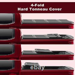 Hard Quad-Fold Tonneau Cover 5.8Ft Truck Bed For 2007-2022 Silverado/Sierra
