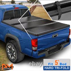 Hard Solid Tri-Fold Tonneau Cover for 05-15 Tacoma Pickup with Fleetside 5ft Bed