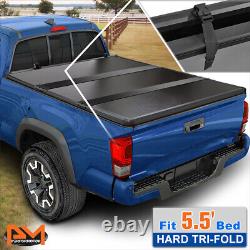 Hard Solid Tri-Fold Tonneau Cover for 07-21 Tundra Truck Pickup 5.5ft Short Bed