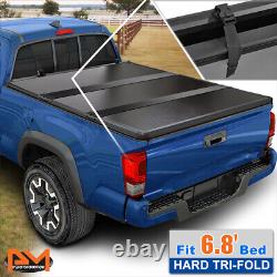 Hard Solid Tri-Fold Tonneau Cover for 99-16 Ford Super Duty with 6.8ft Short Bed
