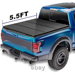 Hard Top Folding 3-Fold Tonneau Cover For 2014-2021 Toyota Tundra 5.5 Ft Bed