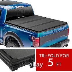 Hard Tri-Fold 5ft Bed FRP Truck Bed Tonneau Cover Fits 2016-2021 Toyota Tacoma