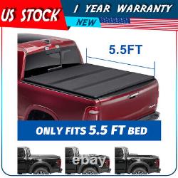 Hard Tri-Fold Tonneau Cover Fit For 15-20 Ford F-150 5.5ft Truck Bed Cover withLED