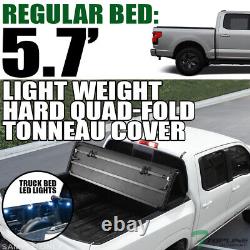 TLAPS For 2021-2024 F150/Lightning 5.5' Bed LW Hard Quad Fold Tonneau Cover+LED