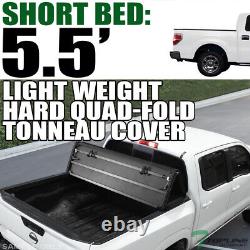 Topline For 2004-2014 Ford F150 5.5 Ft 66 Bed LW Hard Quad Fold Tonneau Cover