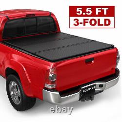 Tri-Fold 5.5FT Hard Truck Bed Tonneau Cover For 2014-2023 Toyota Tundra On Top