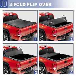 Tri-Fold 5FT Hard Truck Bed Tonneau Cover For 2016-2023 Toyota Tacoma On Top