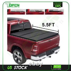 Truck Bed Accessories Tonneau Cover 5.5FT For 15-20 Ford F150 Hard 3-Fold WithLED